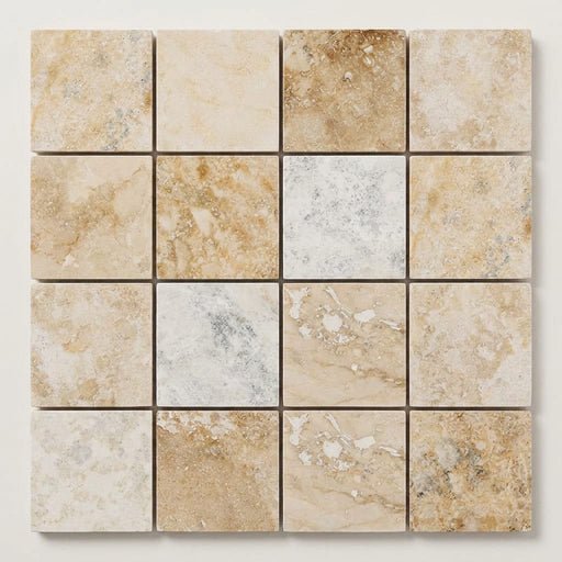 Latravonya Travertine 2x2 Filled & Honed Travertine Mosaic close-up