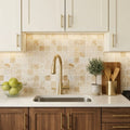 Latravonya Travertine 2x2 Filled & Honed Travertine Mosaic — Kitchen backsplash