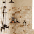 Latravonya Travertine 3x6 Tumbled Travertine Tile — Bathroom shower wall