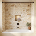 Latravonya Travertine 3x6 Tumbled Travertine Tile — Bathroom tub surround