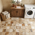 Latravonya Travertine 6x6 Tumbled Travertine Tile — Laundry Room floor