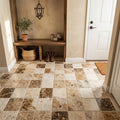Latravonya Travertine 6x6 Tumbled Travertine Tile — Mudroom floor