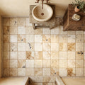 Latravonya Travertine 6x6 Tumbled Travertine Tile — Powder Room floor