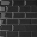 Le Cafe 2x4 Bevel Off Set Mesh Mount Black Gloss 11.75x11.5 Porcelain Mosaic