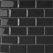 Le Cafe 2x4 Bevel Off Set Mesh Mount Black Gloss 11.75x11.5 Porcelain Mosaic