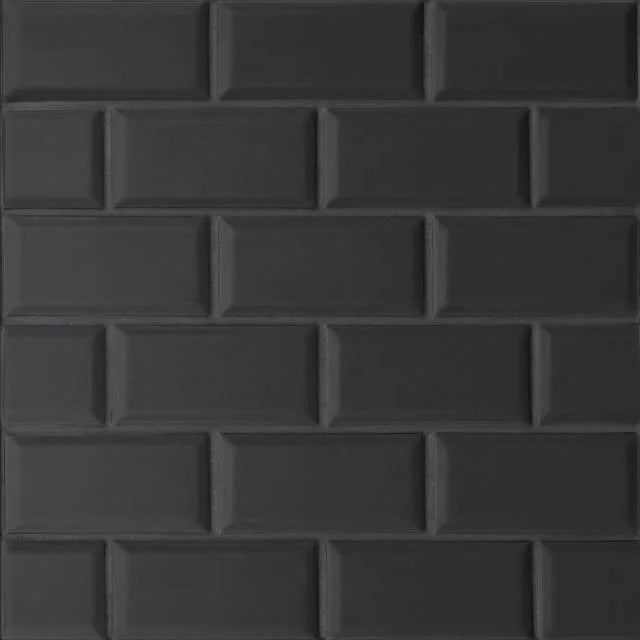 Le Cafe Black 11.75x11.5 Bevel Off Set Mesh Mount Matte Porcelain Mosaic