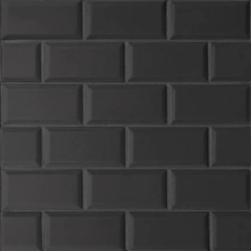 Le Cafe Black 11.75x11.5 Bevel Off Set Mesh Mount Matte Porcelain Mosaic