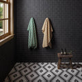 Le Cafe Black 11.75x11.5 Bevel Off Set Mesh Mount Matte Porcelain Mosaic