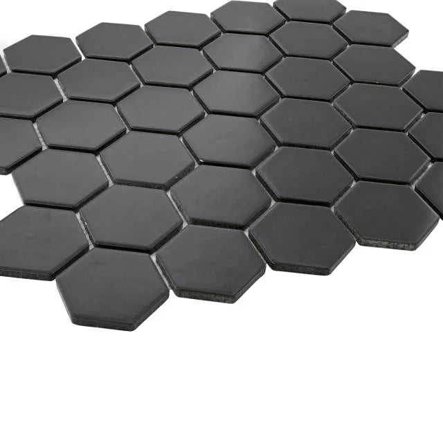 Le Cafe Black 12.75x11 2x2 Hex Porcelain Mosaic