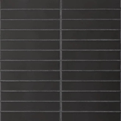 Le Cafe Black 1x6 Straight Stack 12x11.75 Matte Porcelain Mosaic