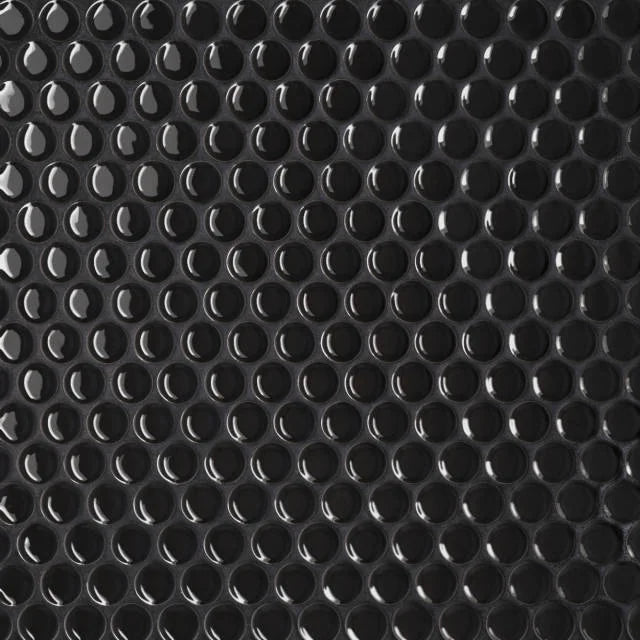 Le Cafe Black 3/4 inch Penny Round Gloss Porcelain Mosaic Tile