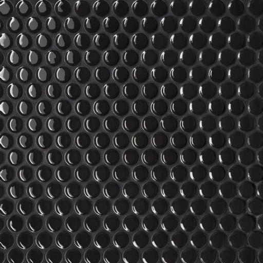 Le Cafe Black 3/4 inch Penny Round Gloss Porcelain Mosaic Tile