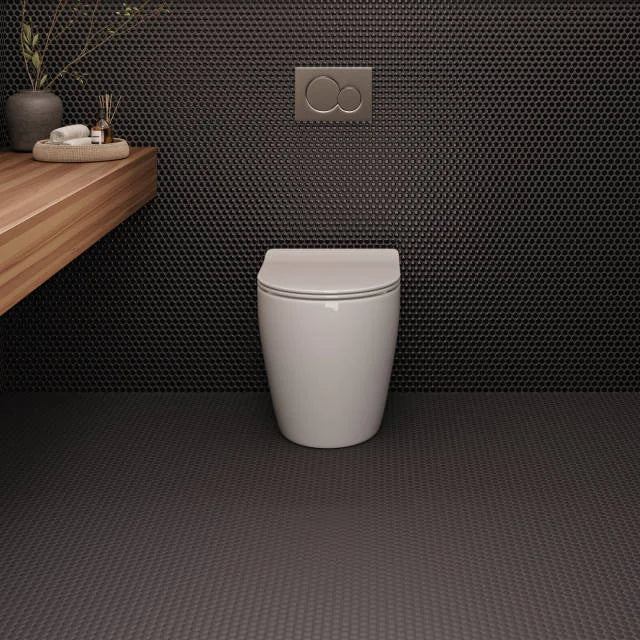 Le Cafe Black 3/4 inch Penny Round Gloss Porcelain Mosaic Tile