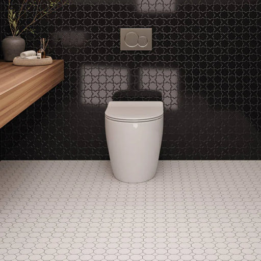Le Cafe Black Cross & Star 12x12 Gloss Porcelain Mosaic