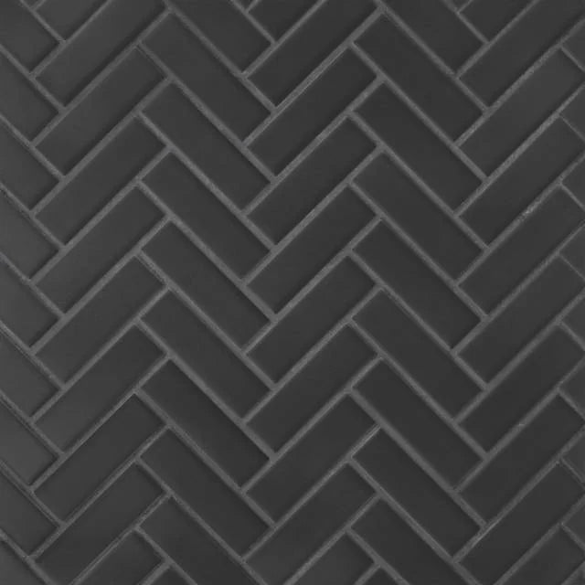 Le Cafe Black Matte 1x3 Herringbone 12.5x11 Porcelain Mosaic