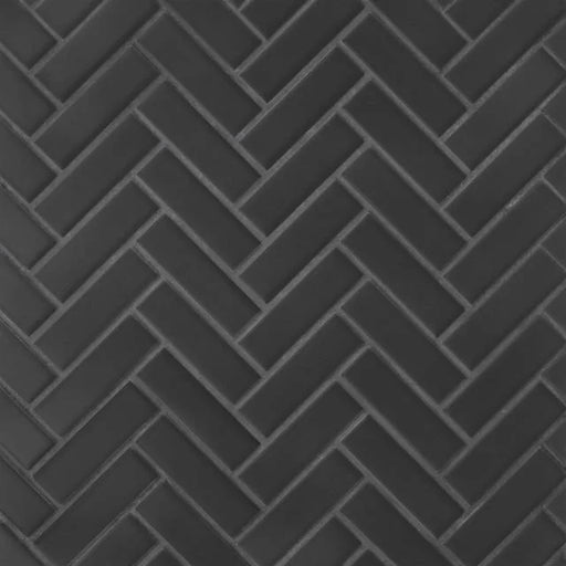 Le Cafe Black Matte 1x3 Herringbone 12.5x11 Porcelain Mosaic