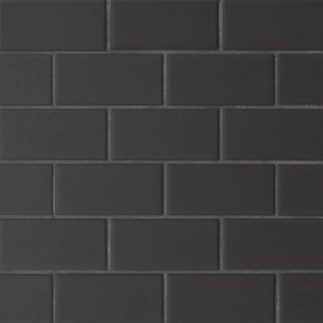 Le Cafe Black 2x4 Off Set Mesh Mount 11.75x11.5 Matte Ceramic Mosaic