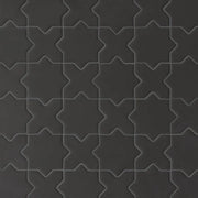 Le Cafe Cross & Star Black 12x12 Matte Glass Mosaic
