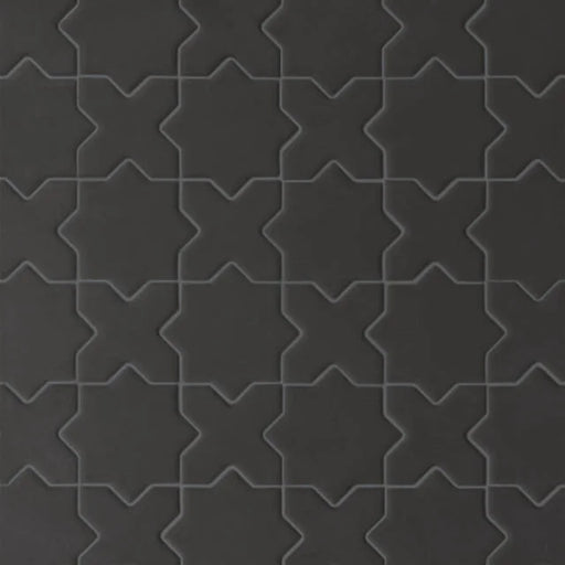 Le Cafe Cross & Star Black 12x12 Matte Glass Mosaic