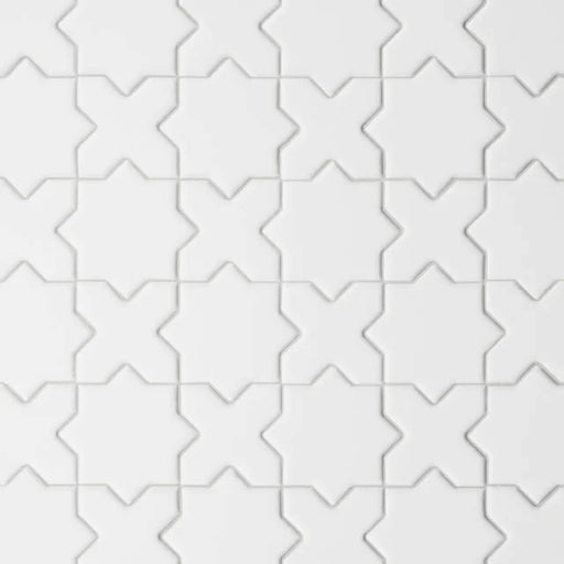 Le Cafe White 12x12 Cross & Star Matte Porcelain Mosaic