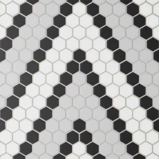 Le Cafe Deco Design 1x1 12.75x10.5 Matte Porcelain Mosaic