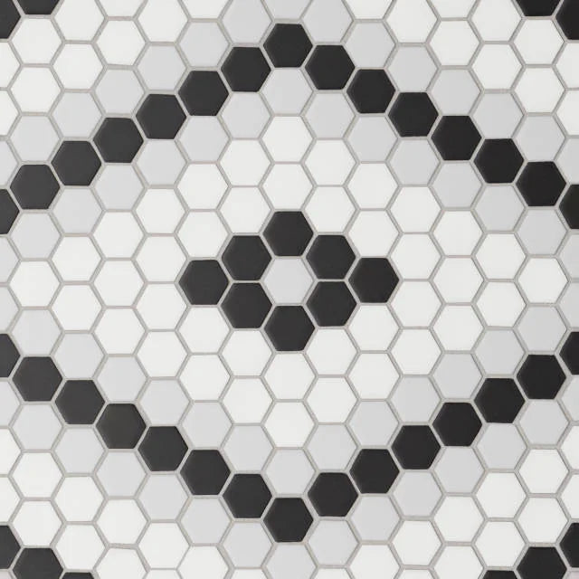 Le Cafe Deco Design 7 12.75x6.25 Matte Porcelain Mosaic Tile