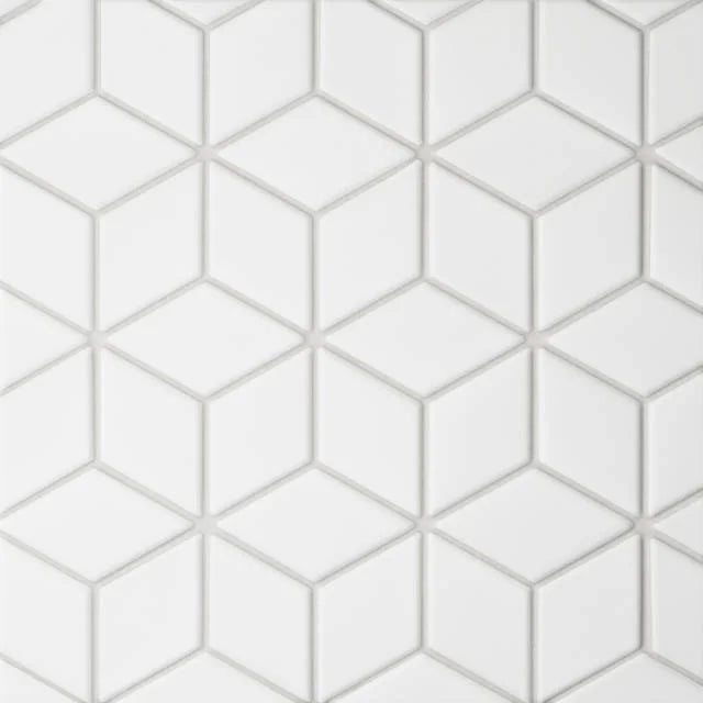 Le Cafe White 12.25x10.75 Diamond Matte Glass Mosaic