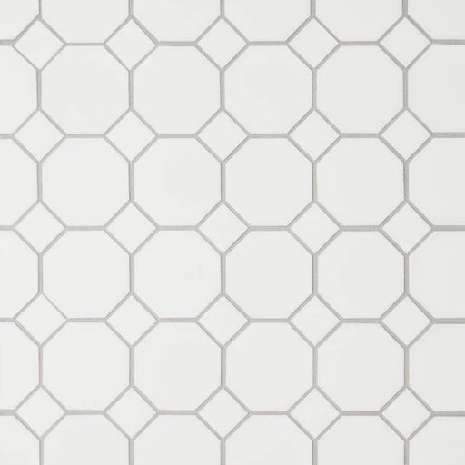 Le Cafe Octagon White Matte 11.75x11.75 Porcelain Mosaic