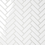Le Cafe White 12.5x11 Gloss 1x3 Herringbone Porcelain Mosaic