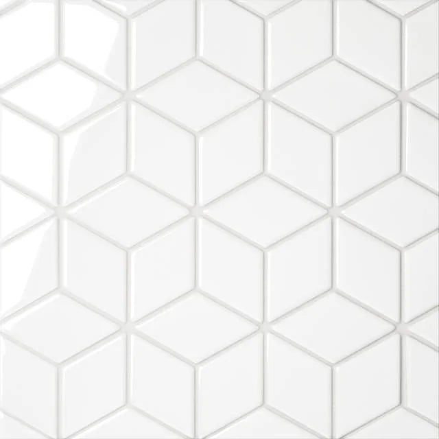 Le Cafe White Diamond 12.25x10.75 Gloss Glass Mosaic