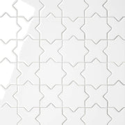 Le Cafe White 12x12 Cross & Star Gloss Glass Mosaic Tile