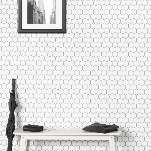 Le Cafe White 11.25x10.25 1x1 Hex Porcelain Mosaic