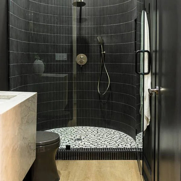 Le Cafe Black 12.75x11 Half Hexagon Matte Porcelain Mosaic