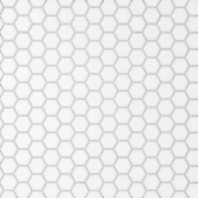 Le Cafe White 11.25x10.25 1x1 Hex Porcelain Mosaic