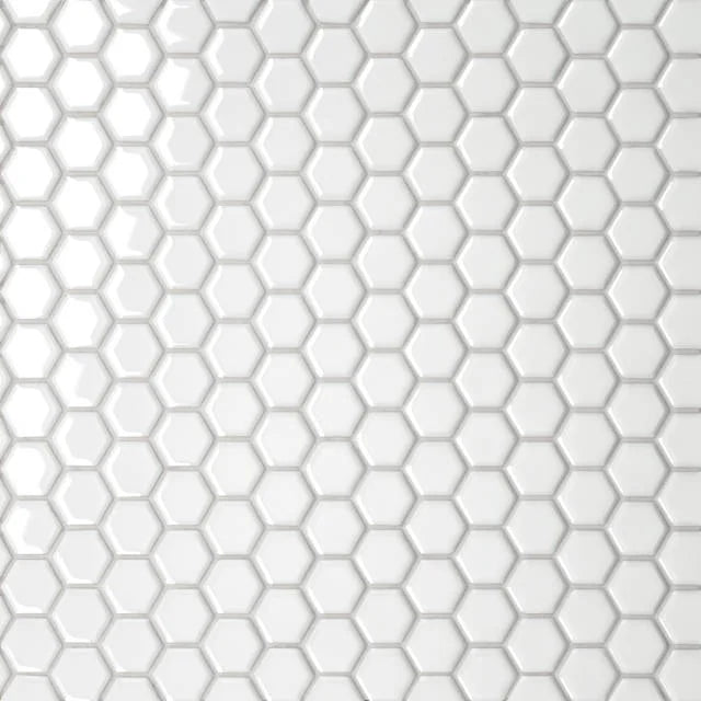 Le Cafe White 1x1 Hexagon 12.75x10.25 Gloss Porcelain Mosaic