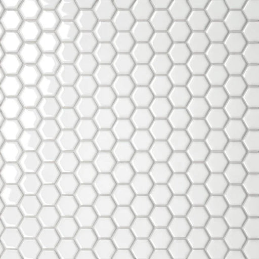 Le Cafe White 1x1 Hexagon 12.75x10.25 Gloss Porcelain Mosaic