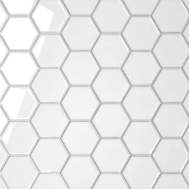 Le Cafe White 2x2 Hex 12.75x11 Gloss Ceramic Mosaic