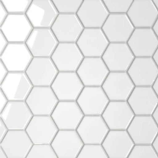 Le Cafe White 2x2 Hex 12.75x11 Gloss Ceramic Mosaic
