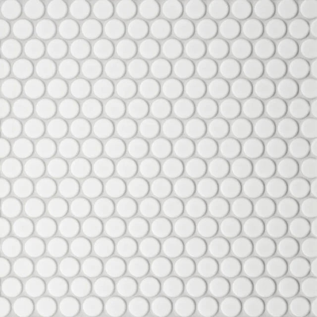 Le Cafe White 3/4 inch Penny Round Matte 12.5x11.5 Glass Mosaic