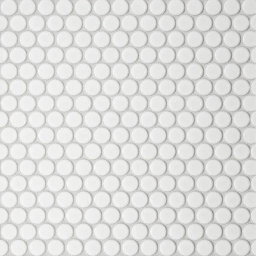 Le Cafe White 3/4 inch Penny Round Matte 12.5x11.5 Glass Mosaic