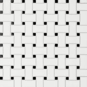 Le Cafe White/Black Matte/Gloss Dot 12x12 Basket Weave Porcelain Mosaic