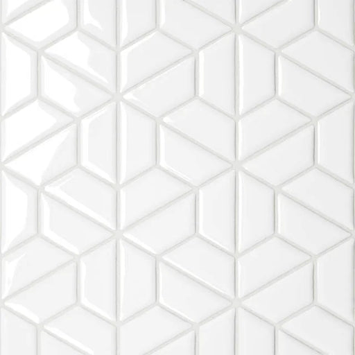 Le Cafe White Half Hexagon 12.75x11 Gloss Porcelain Mosaic