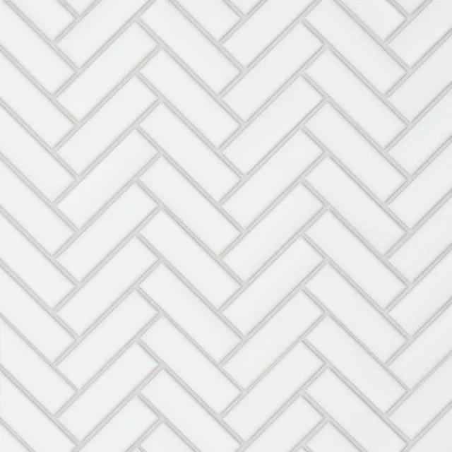 Le Cafe White Matte 12.5x11 1x3 Herringbone Porcelain Mosaic