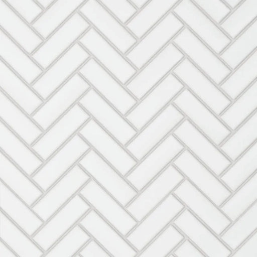 Le Cafe White Matte 12.5x11 1x3 Herringbone Porcelain Mosaic