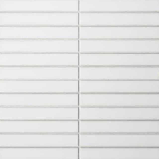 Le Cafe White Matte 1x6 Straight Stack 12x11.75 Porcelain Mosaic
