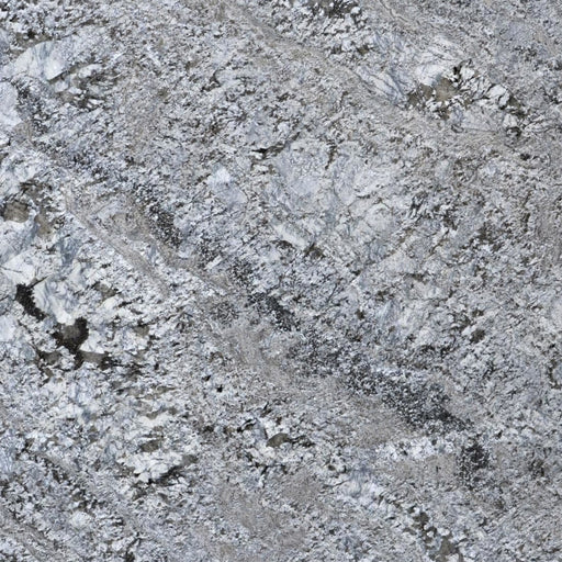 Close-up of a Lennon granite slab with white, grey and black mineral patterns.