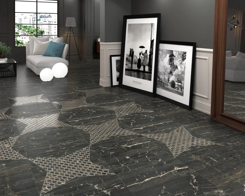 Leonardo Black 11.8x35.4 Porcelain Tile