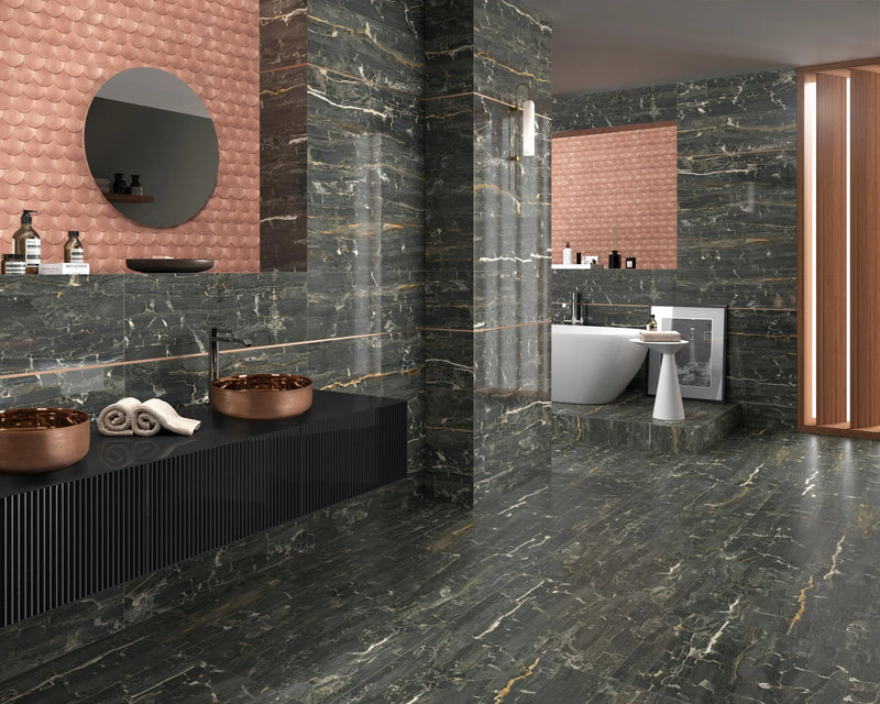 Leonardo Black 11.8x35.4 Porcelain Tile