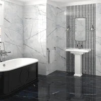 Black Calacatta 35.4x35.4 Polished Porcelain Tile