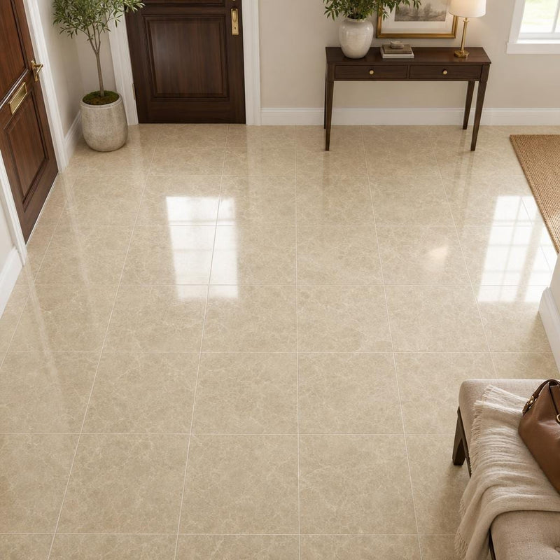 Light Emprador Marble Tile 12x12 Polished — Foyer floor